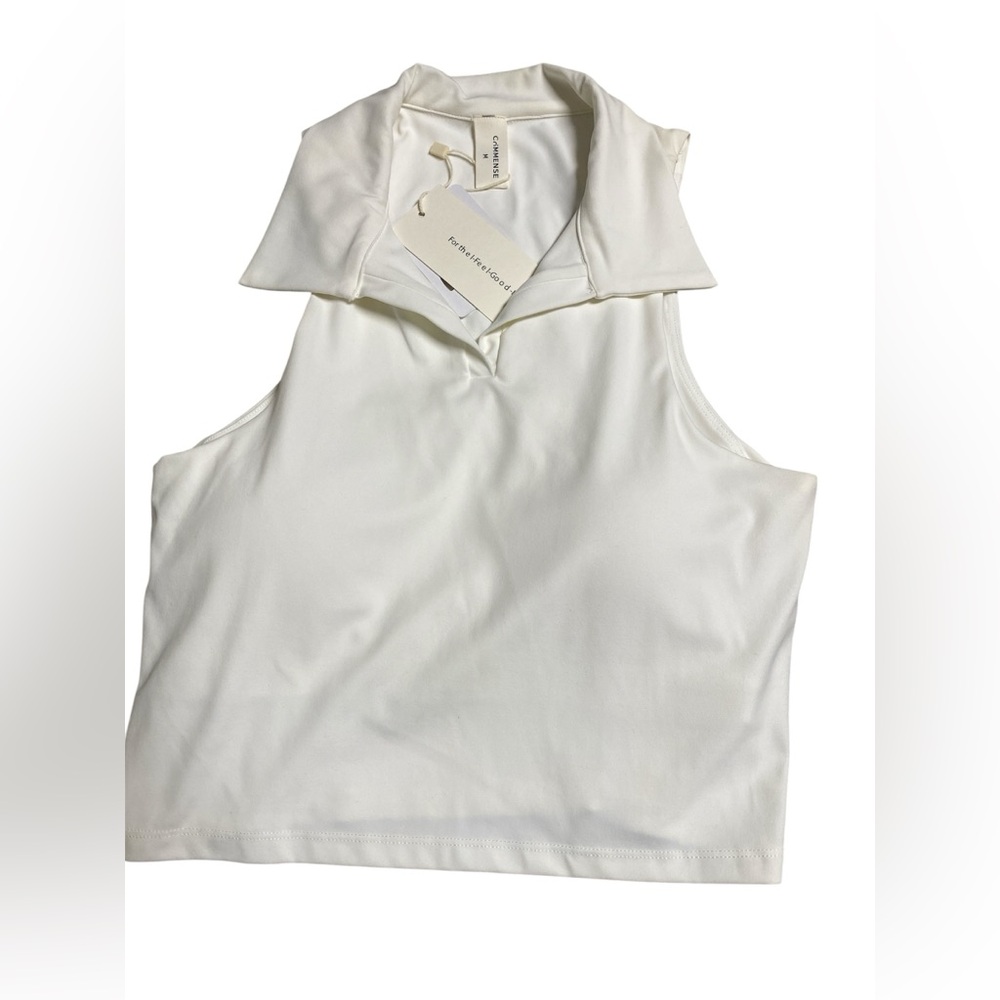 Commense White Sleeveless Crop Top